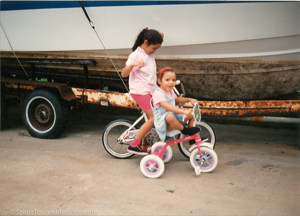  Driveway bikers. Look Dad, no hands, no feet! 