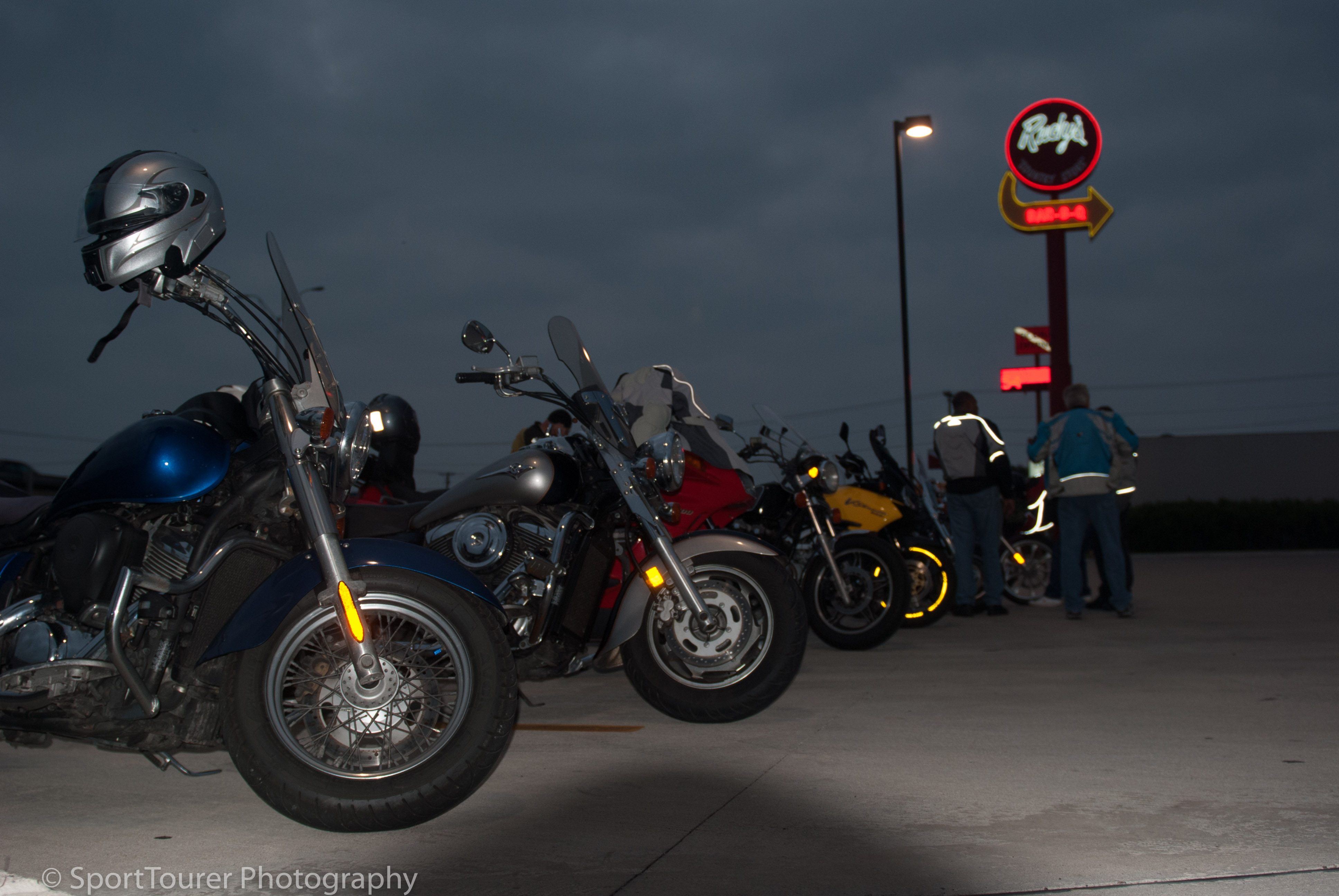  Pre-dawn gathering for the day's ride. 