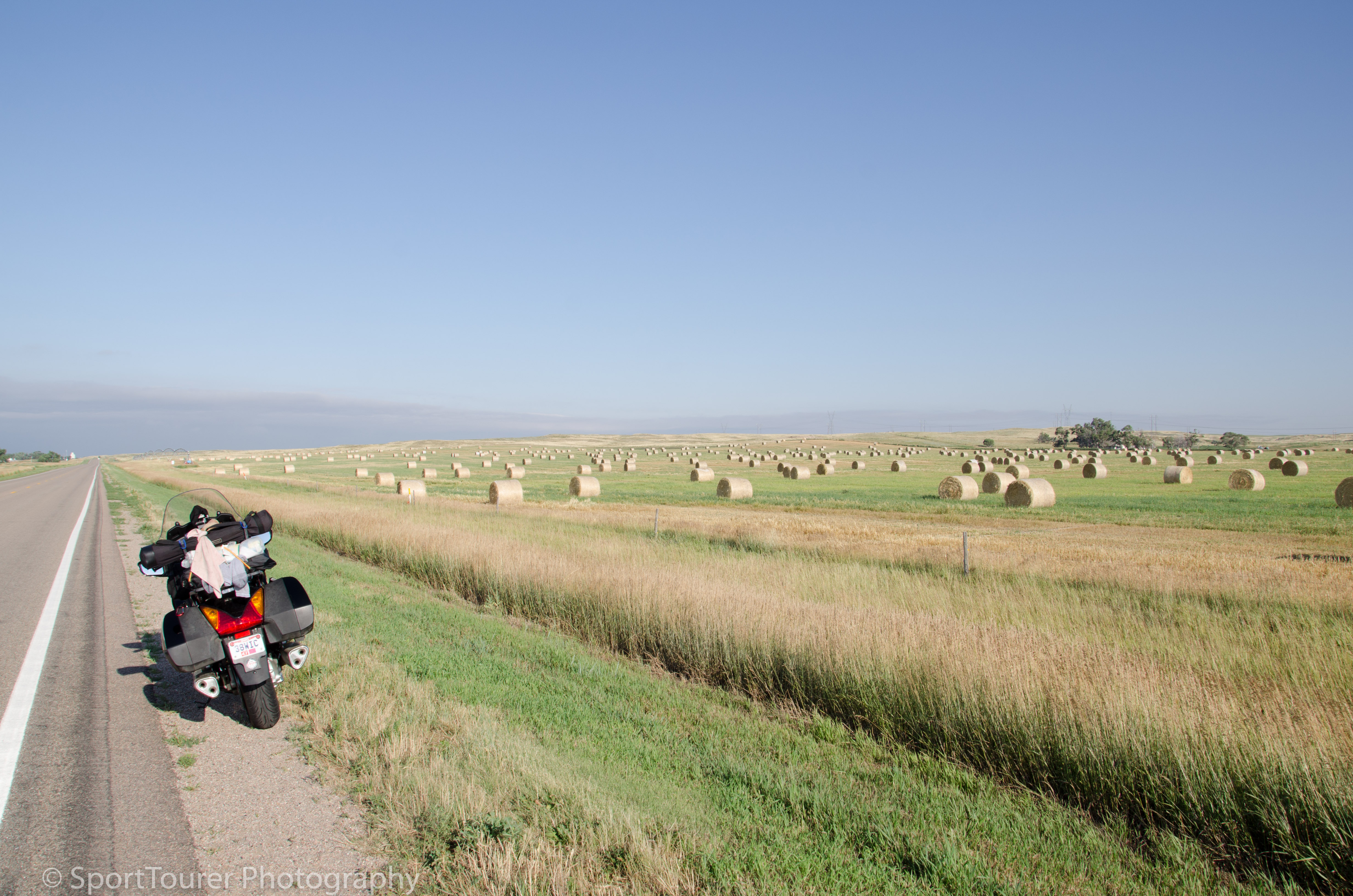  Hanging out to dry alongside fields of baled hay being prepared ahead of the coming winter season. 