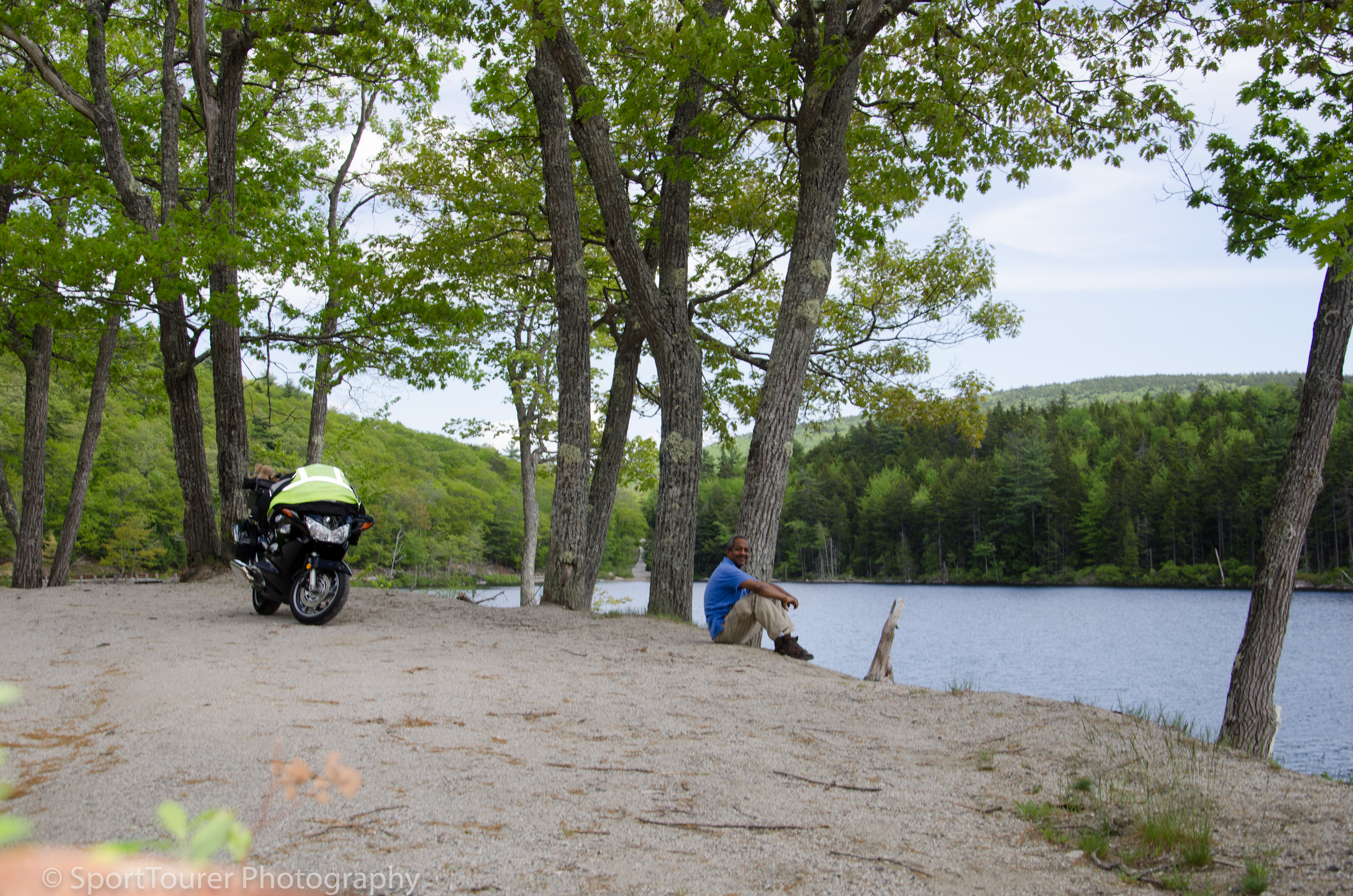  By Fox Pond in Maine, along Highway 182. A lovely spot I chose for a lunch break.  