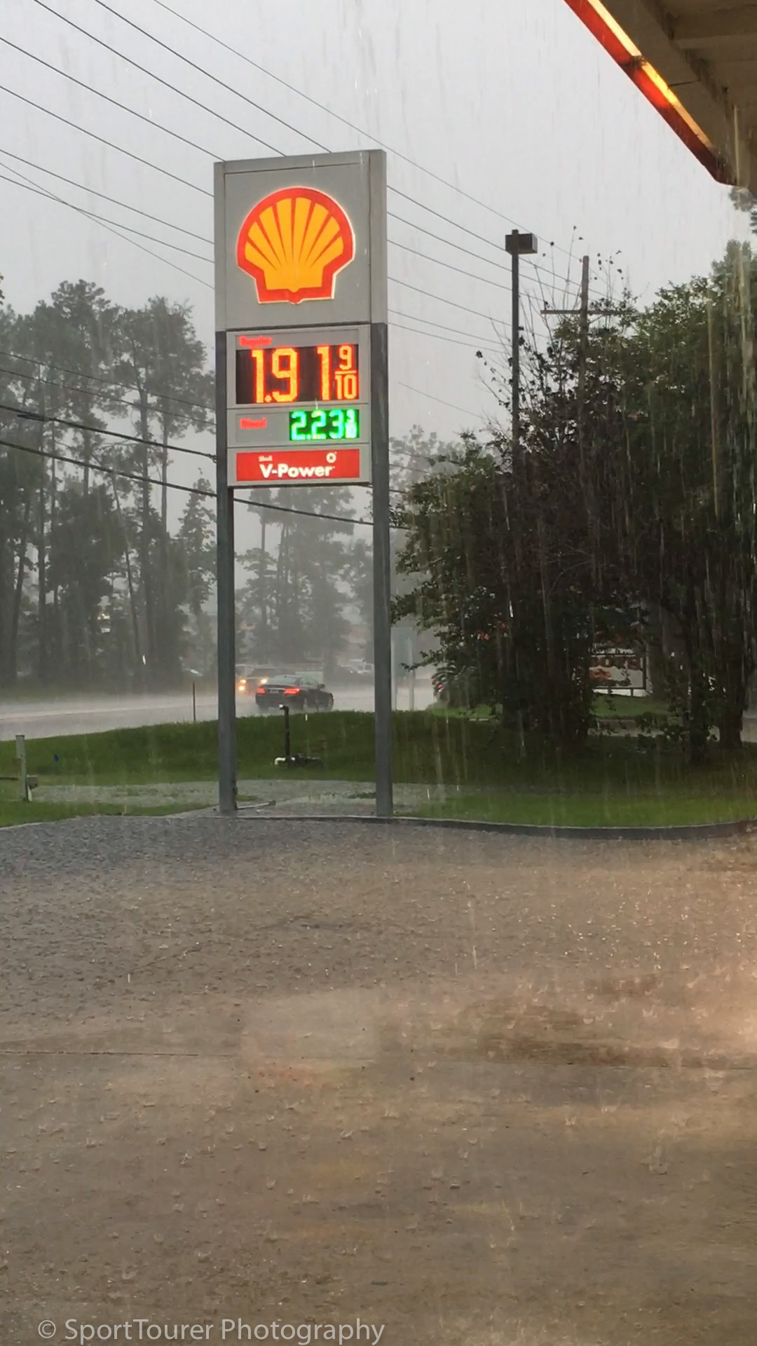  Got off the highway and ducked into a gas station to hide from the rain, 30 miles west of Slidell, LA. 
