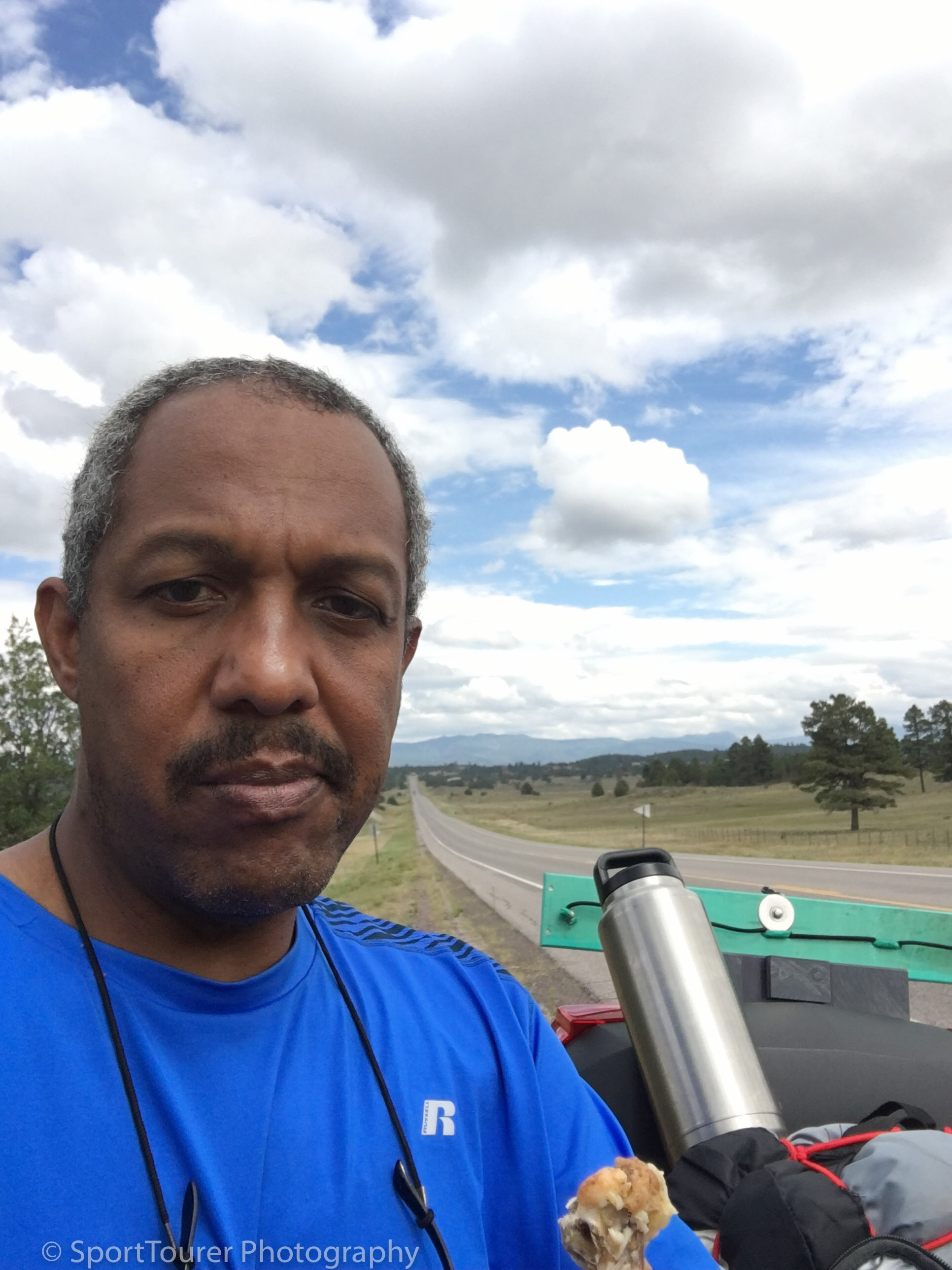  What better place to have lunch? - Under wide open skies along a stretch of empty highway, I was working my way to Farmington having just come away from Tierra Amarilla, NM. 