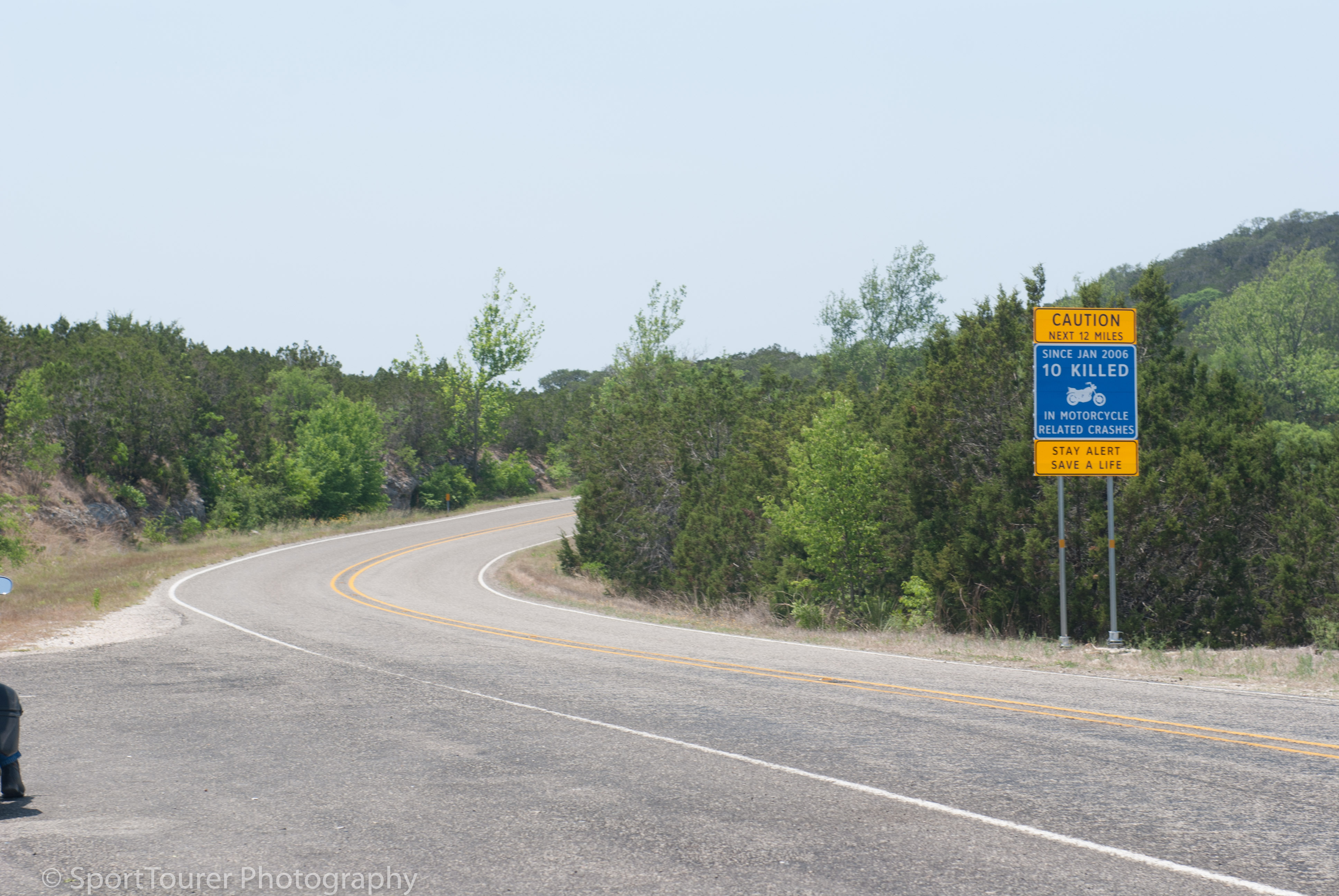  Texas Hill Country roadside warning sign. 