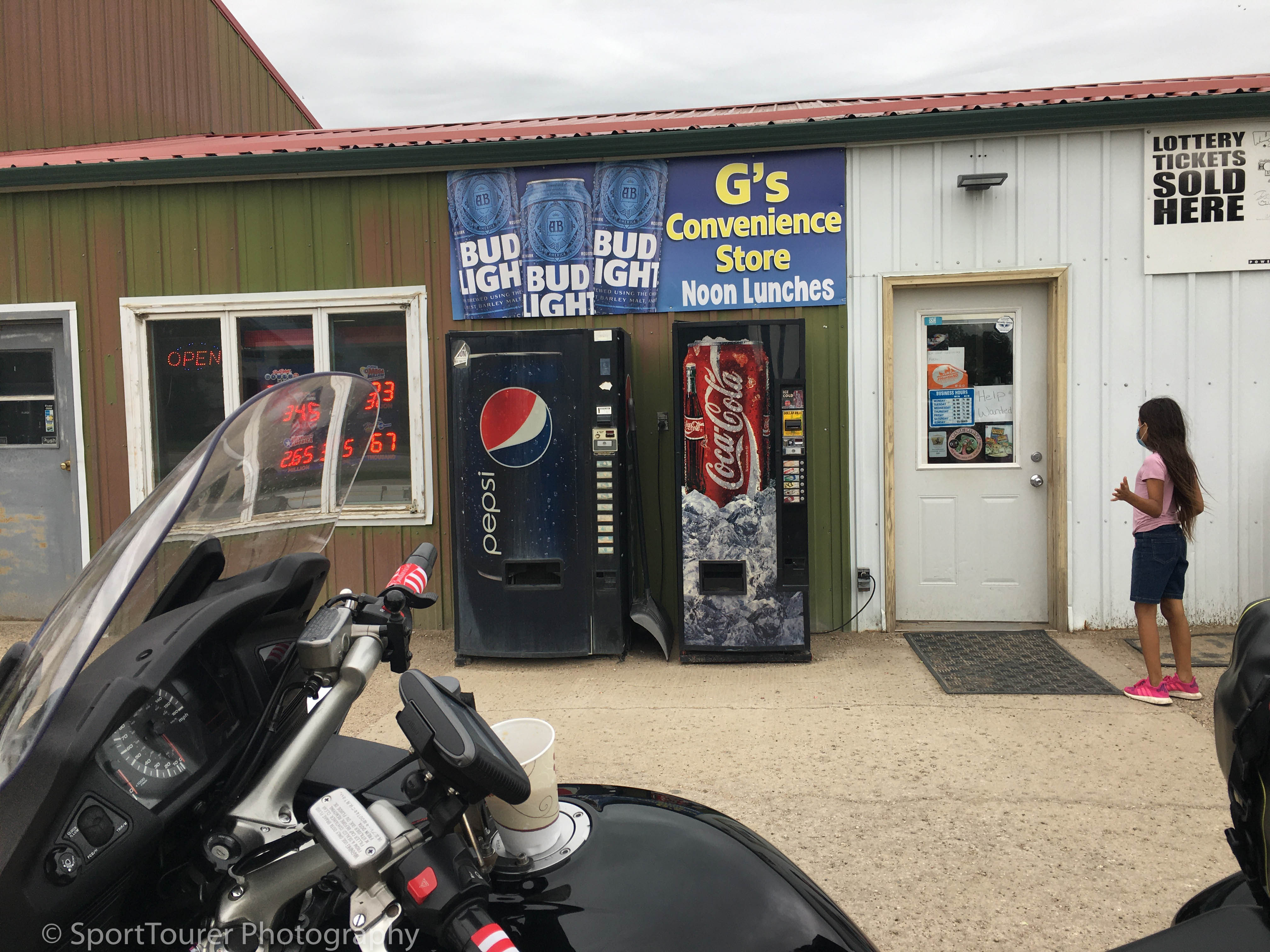  A 2-Beverage stop here in Leola, SD. Ethanol-free Premium Unleaded fuel for the bike and a cup of Coffee for me. 