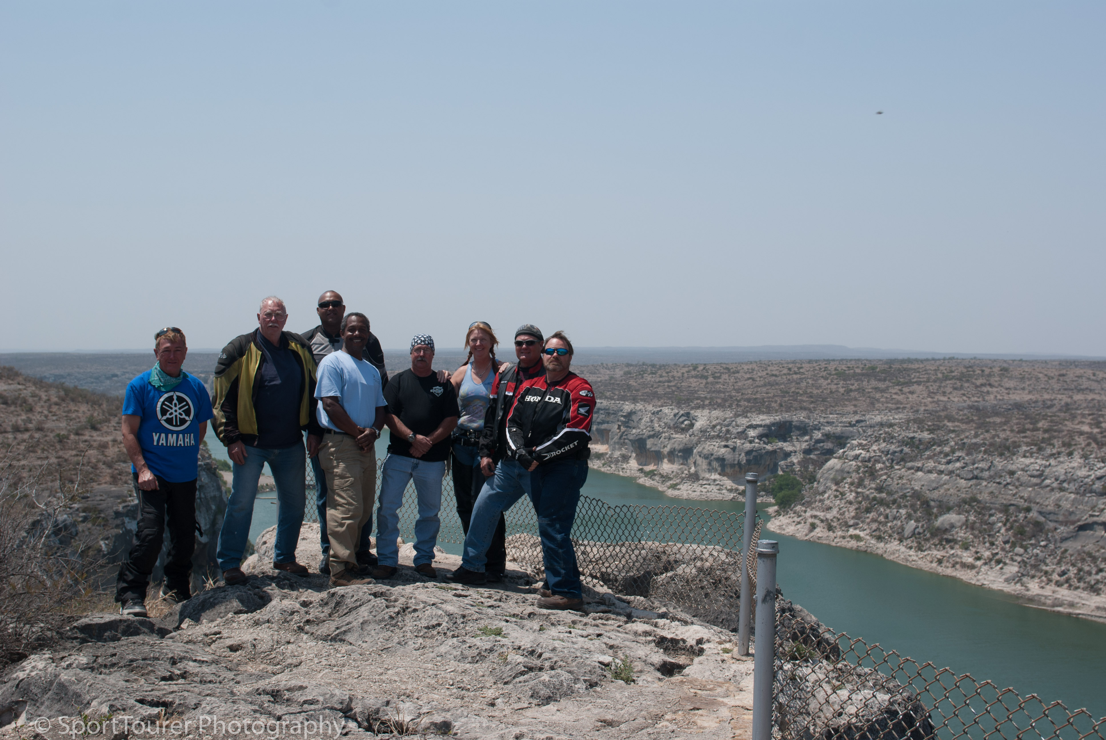  Just past midday above the Pecos River. Our last group photo of the trip before we started the last leg of our journey back home. 